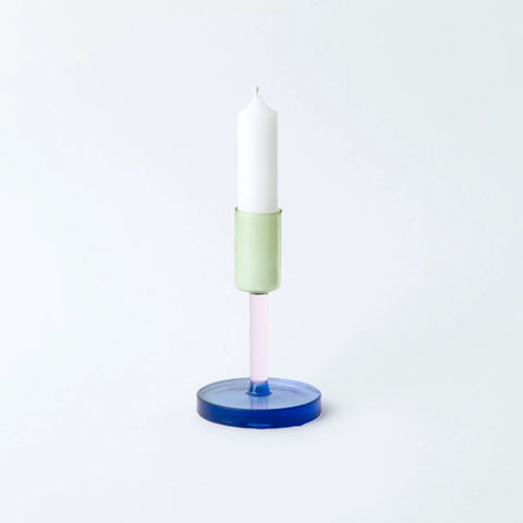 Pink & Green Medium Candlestick Holder