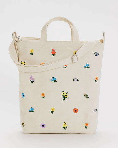 Embroidered Ditsy Floral Zip Duck Bag