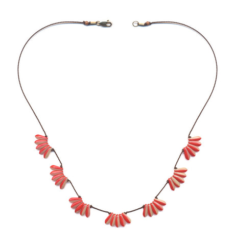 I. Ronni Kapoos: Red & Cream Scallop Necklace