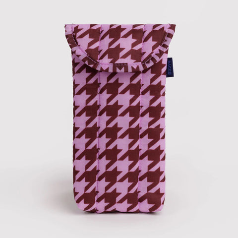 Pink Houndstooth Puffy Glasses Sleeve