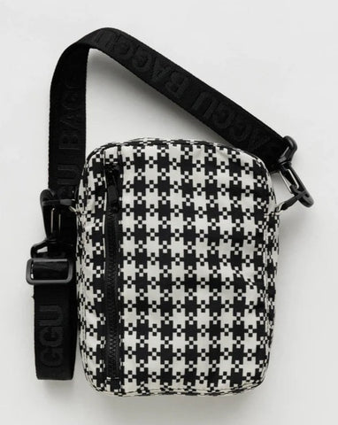 Black & White Pixel Gingham Sport Crossbody Bag