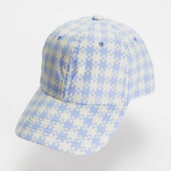 Blue Pixel Gingham Baseball Cap