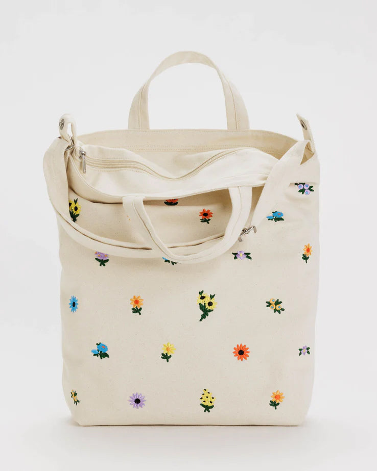 Embroidered Ditsy Floral Zip Duck Bag