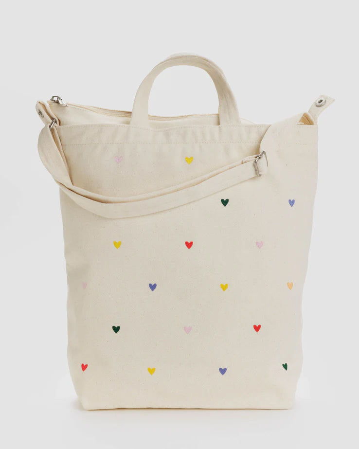 Embroidered Hearts Zip Duck Bag