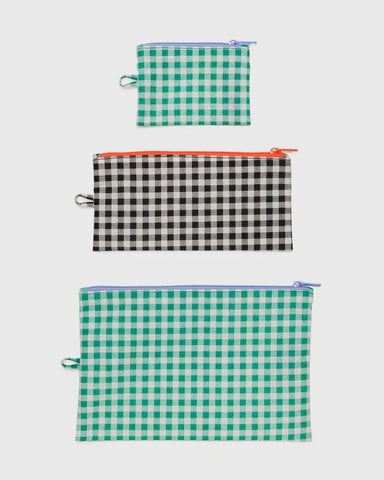 Gingham Flat Pouch Set
