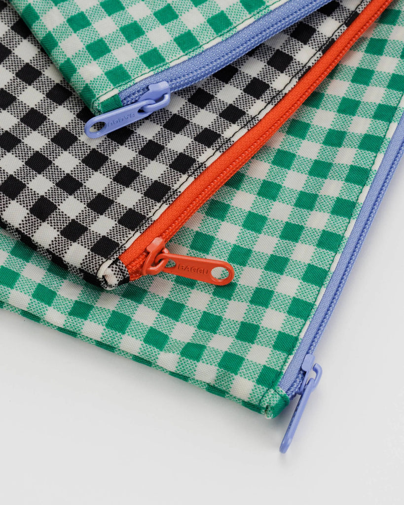 Gingham Flat Pouch Set