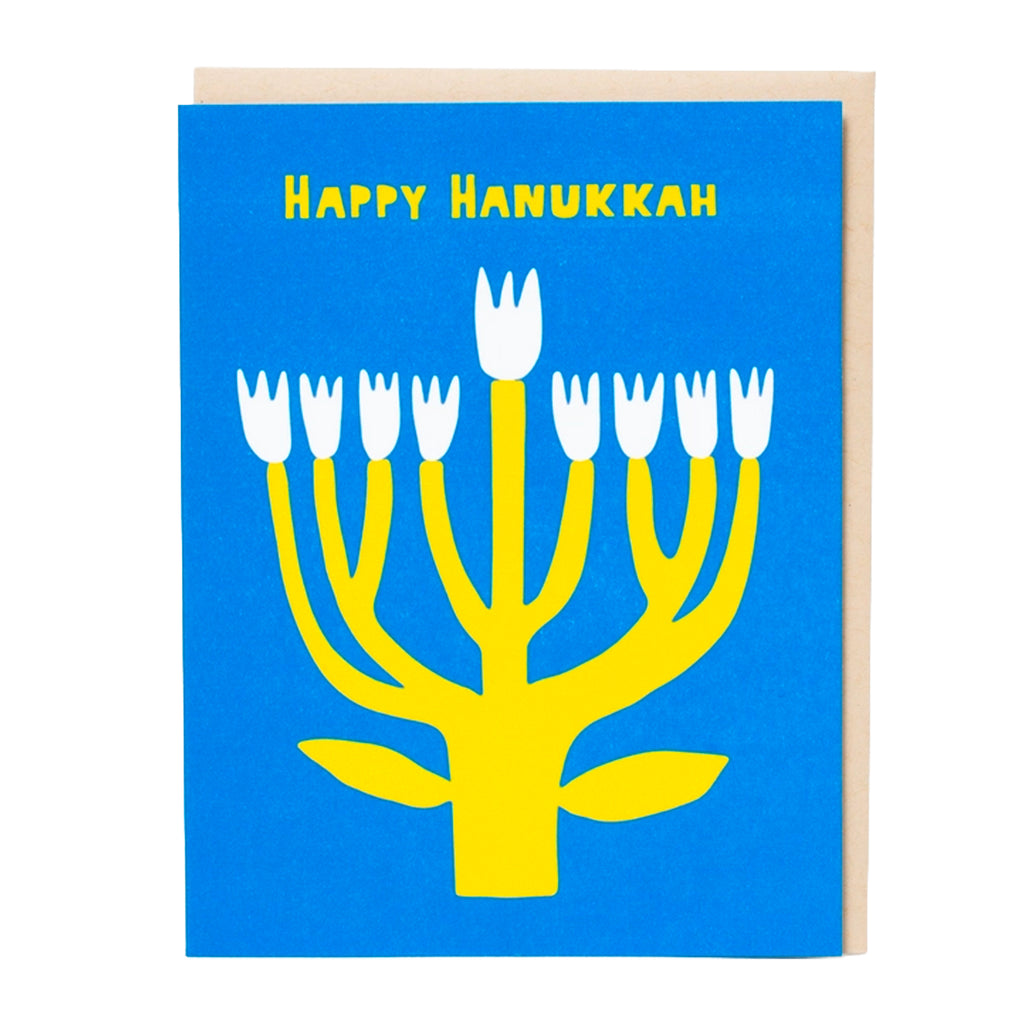 Hanukkah Flower Menorah Greeting Card