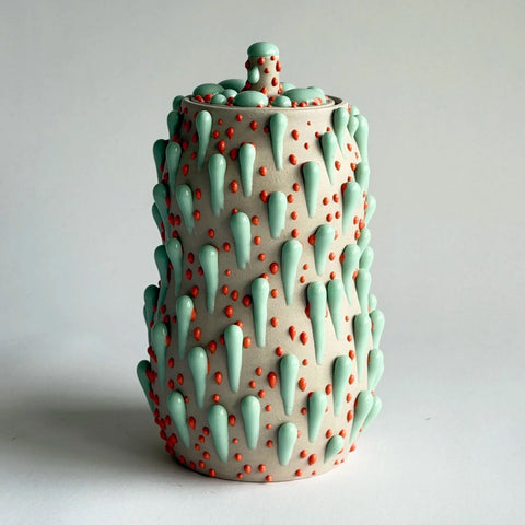 Philip Kupferschmidt: Jar with Lid in Lavender, Mint & Salmon (Second)