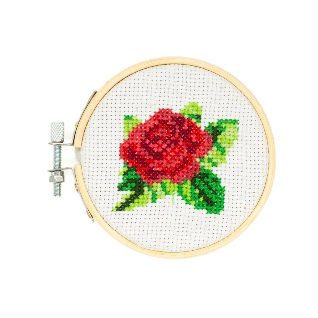 Mini Cross Stitch Embroidery Kit: Rose