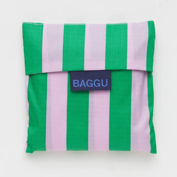 Pink & Green Awning Stripe Reusable Bag