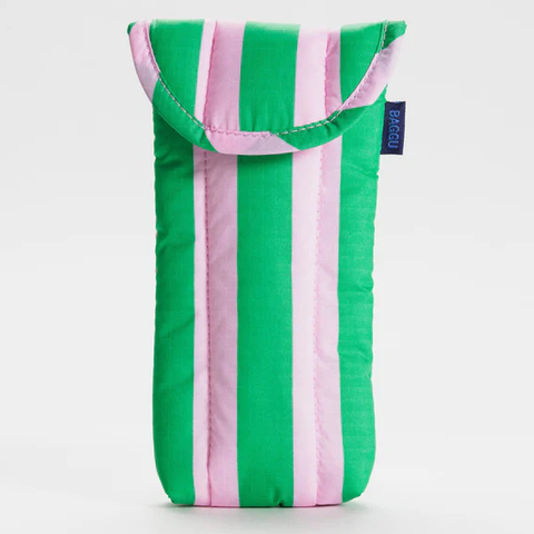 Pink & Green Awning Stripe Puffy Glasses Sleeve