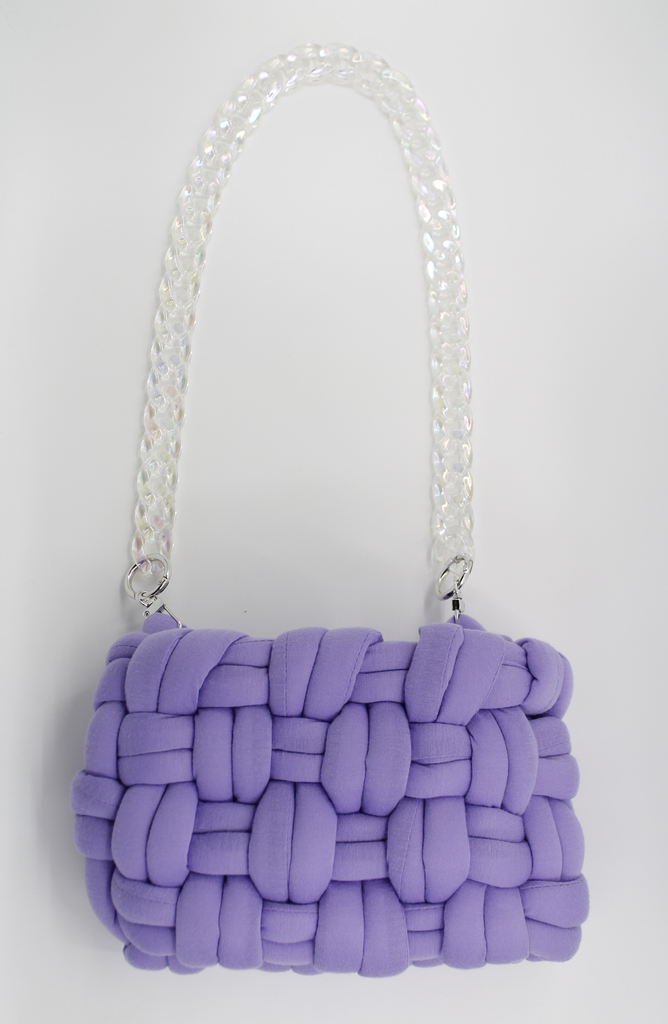 Nancy Lee: Puple Cassette Bag with Irredescent Chain Handle