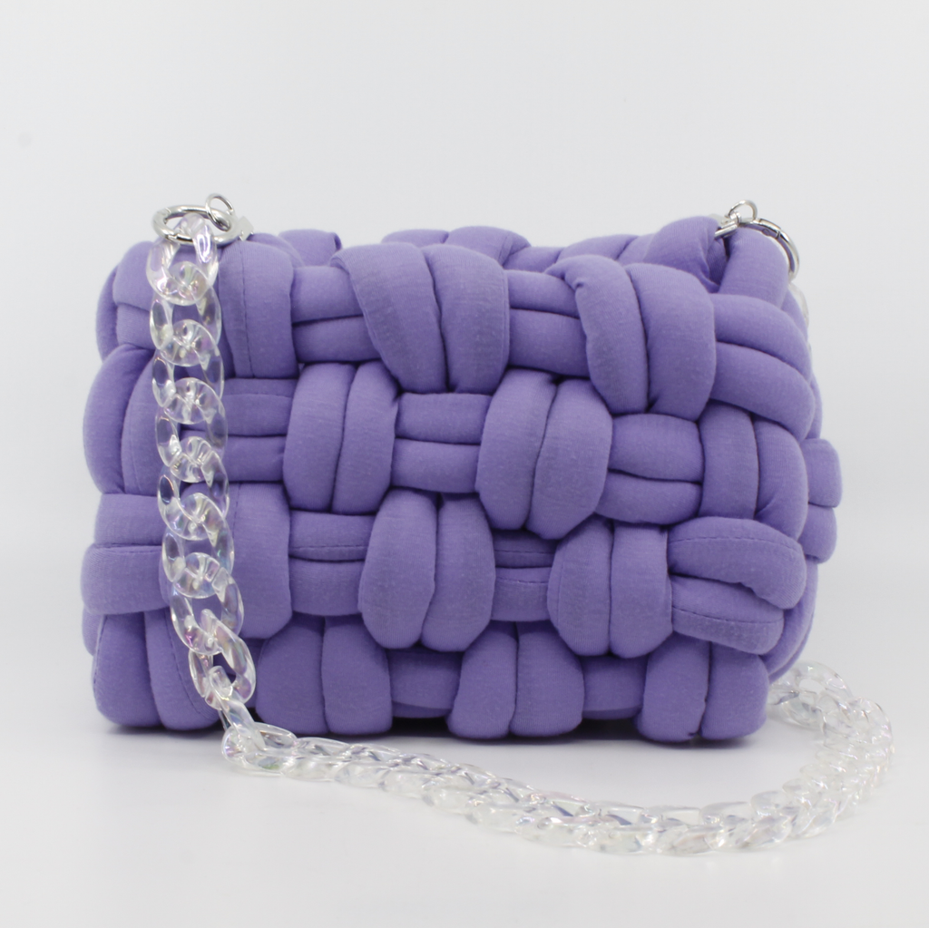 Nancy Lee: Puple Cassette Bag with Irredescent Chain Handle