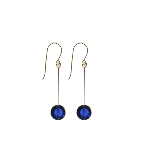 I. Ronni Kappos: Translucent Blue Circle Drop Earrings