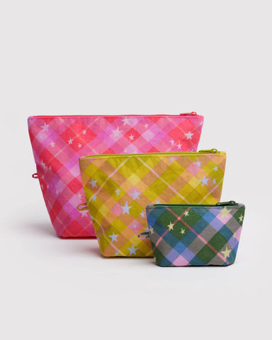 Star Plaid Go Pouch Set