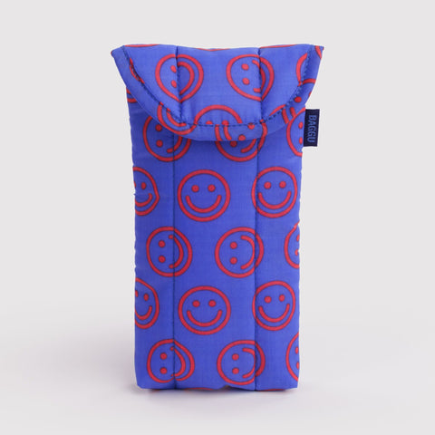 Mini Cobalt Happy Puffy Glasses Sleeve
