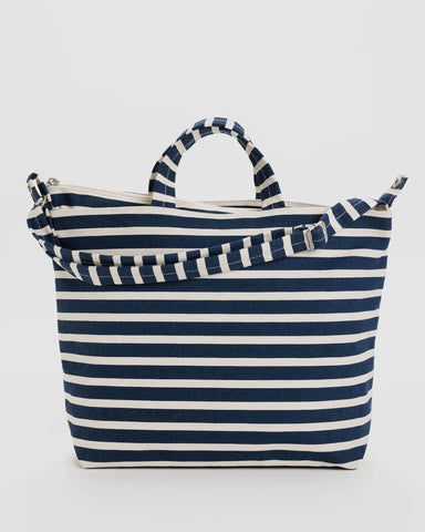 Navy Stripe Horizontal Zip Duck Bag