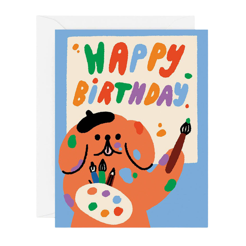 Happy Birthday Artist Dog Card