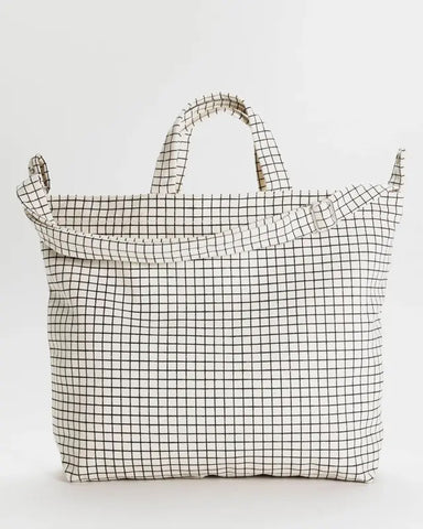 Natural Grid Zip Duck Bag