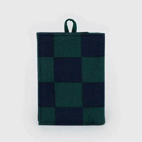 Navy Green Check Snap Wallet