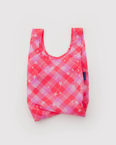 Pink Star Plaid Mini Reusable Bag