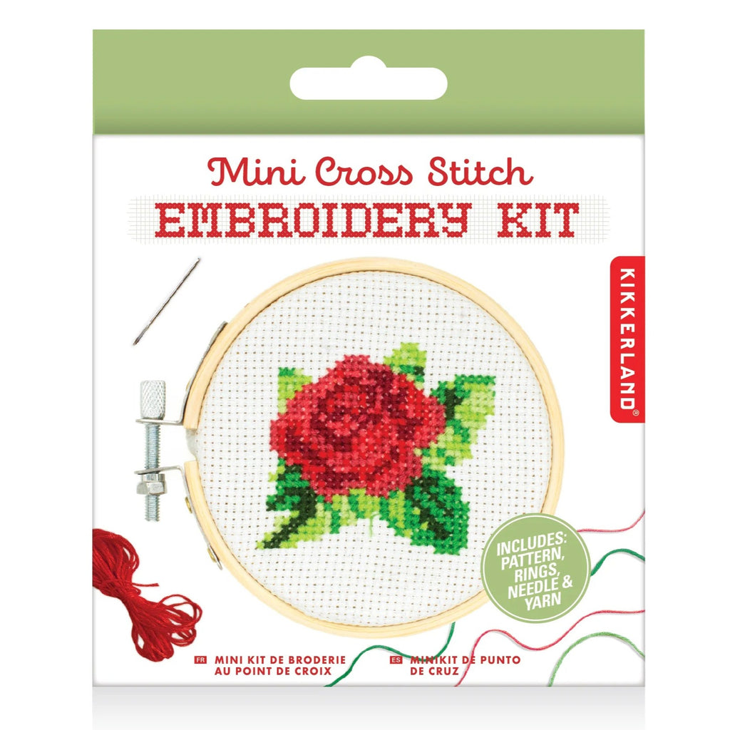 Mini Cross Stitch Embroidery Kit: Rose