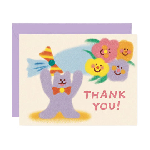 Thank You Cat & Flowers Card