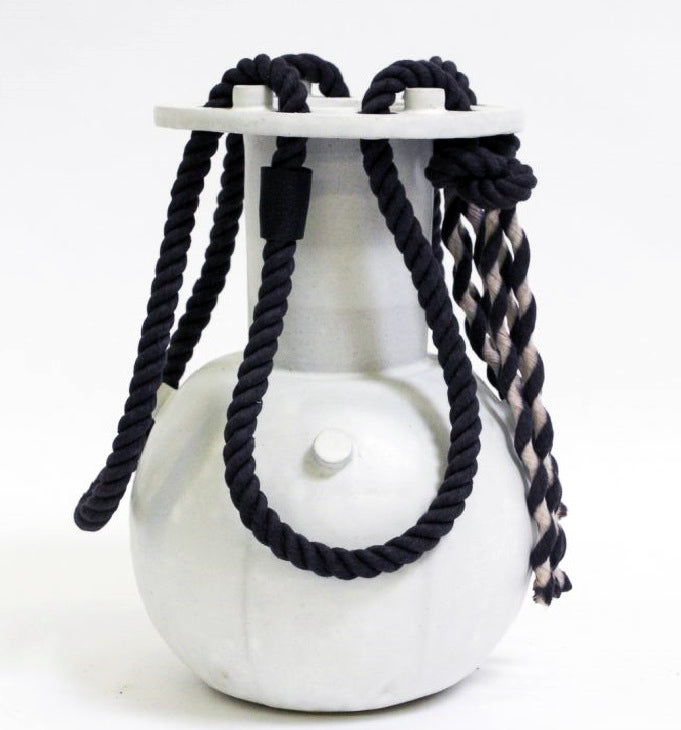 Black Rope Vase in Marshmallow by BZIPPY