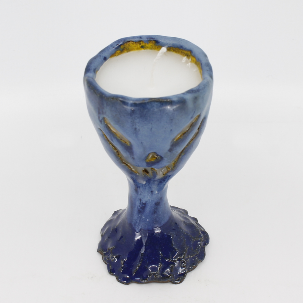 Skull Chalice Candle in Blue Jean Fade