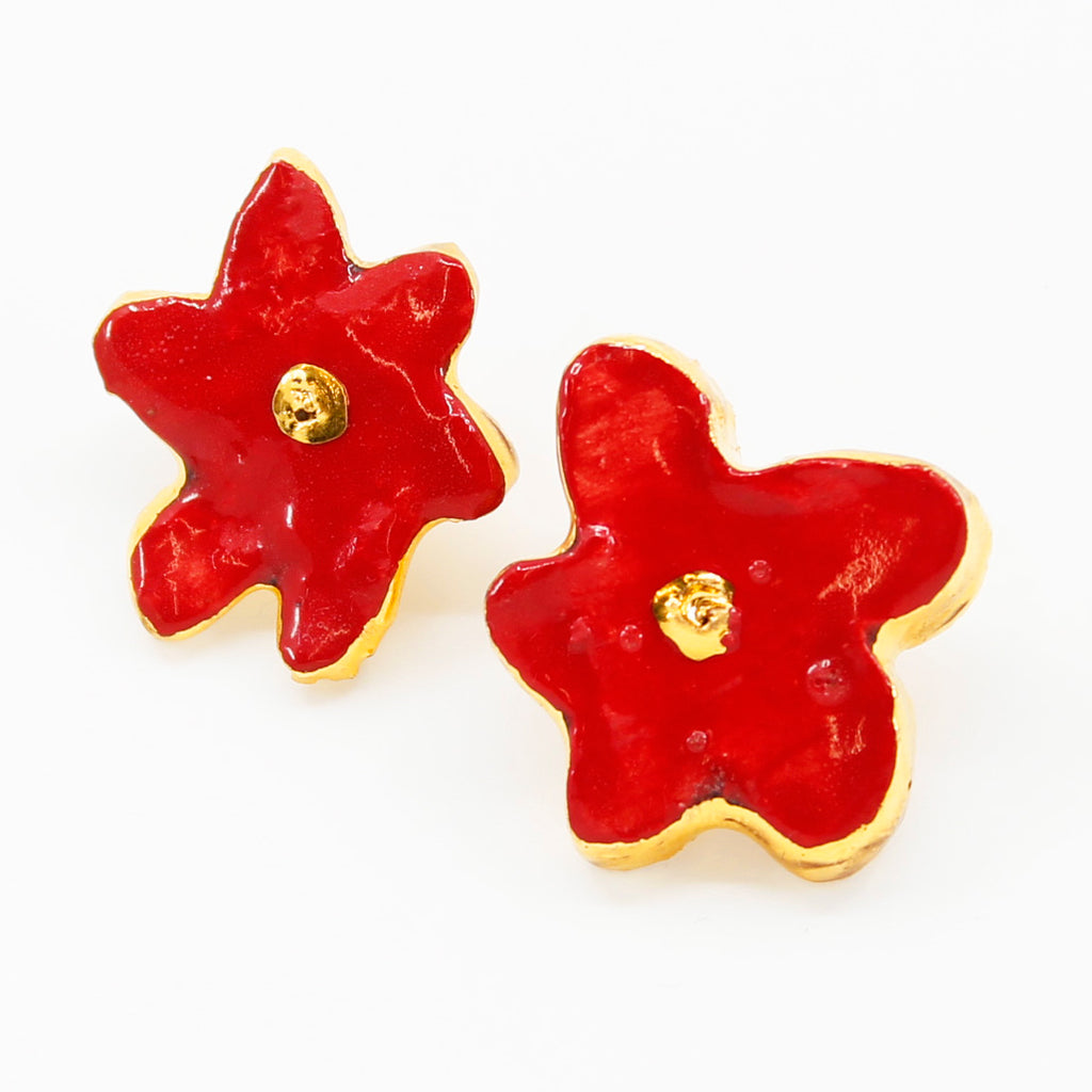 Sonia Boyajian: Red Flower Earrings